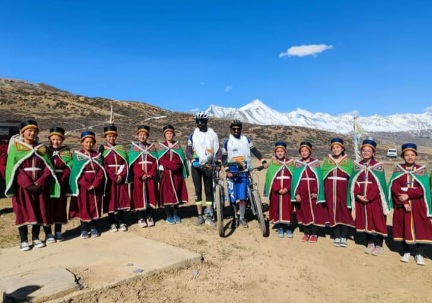 Tashigang villagers received Cyclists on Tuesday in the village 