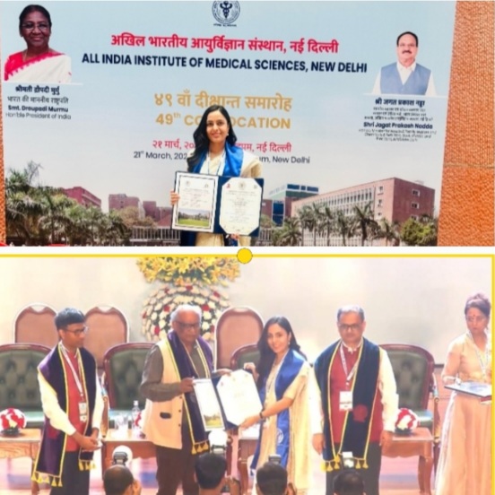 Puja Thakur,AIIMS. DelhiBeing Honored with Gold medal 