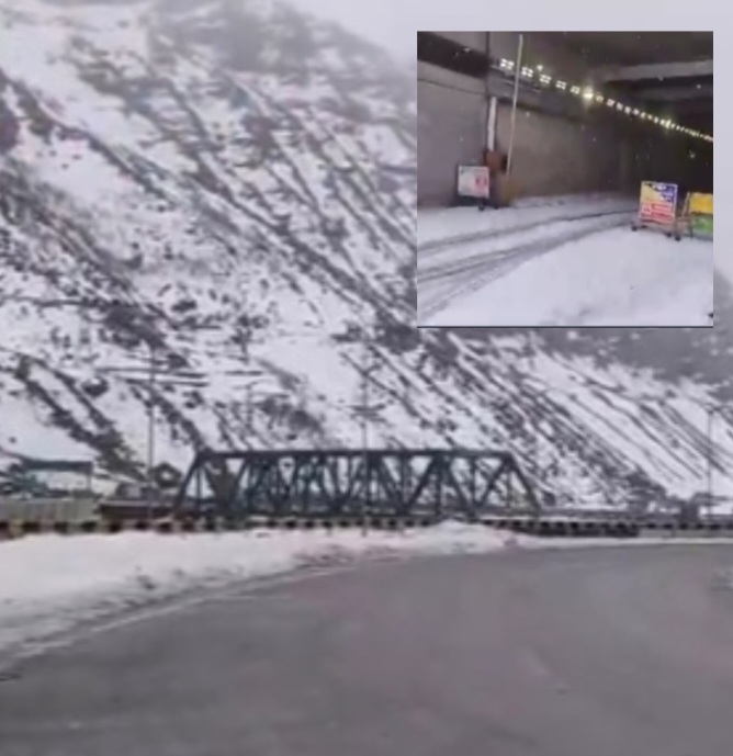 Atal Tunnel  has snowfall on Feb 15 today 2025
