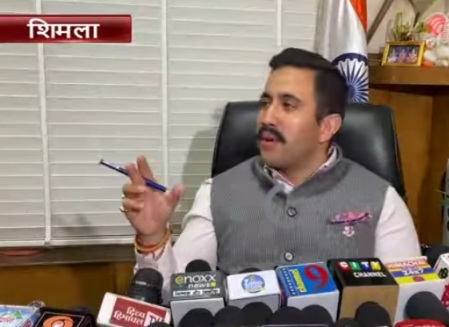 PWD Minister Vikramaditya Singh At Press meet in Shimla 