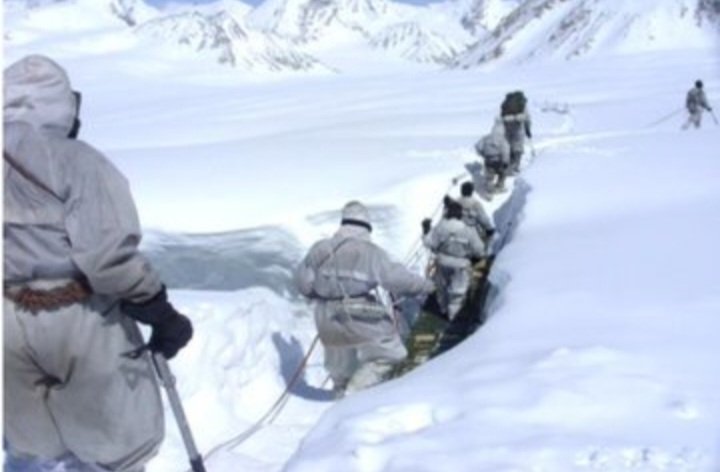 Army Roops in Combat coats  in Siachin 